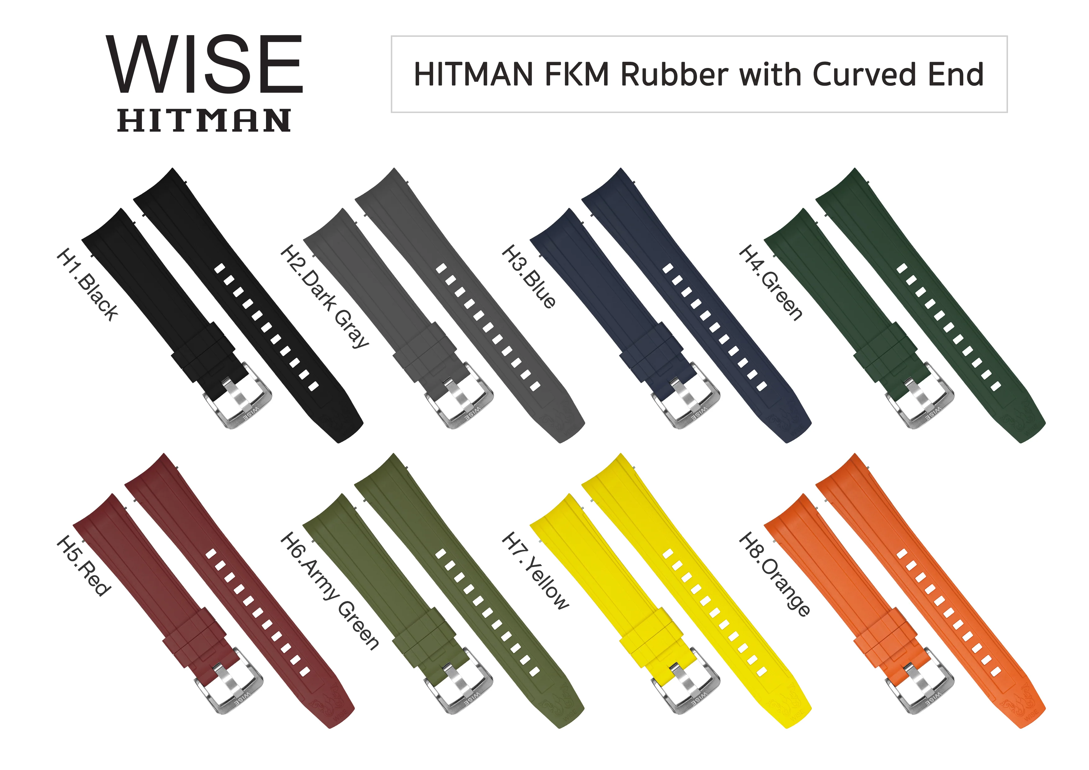 WISE HITMAN FKM Rubber Strap 20 mm. (Curved end) - Image 2